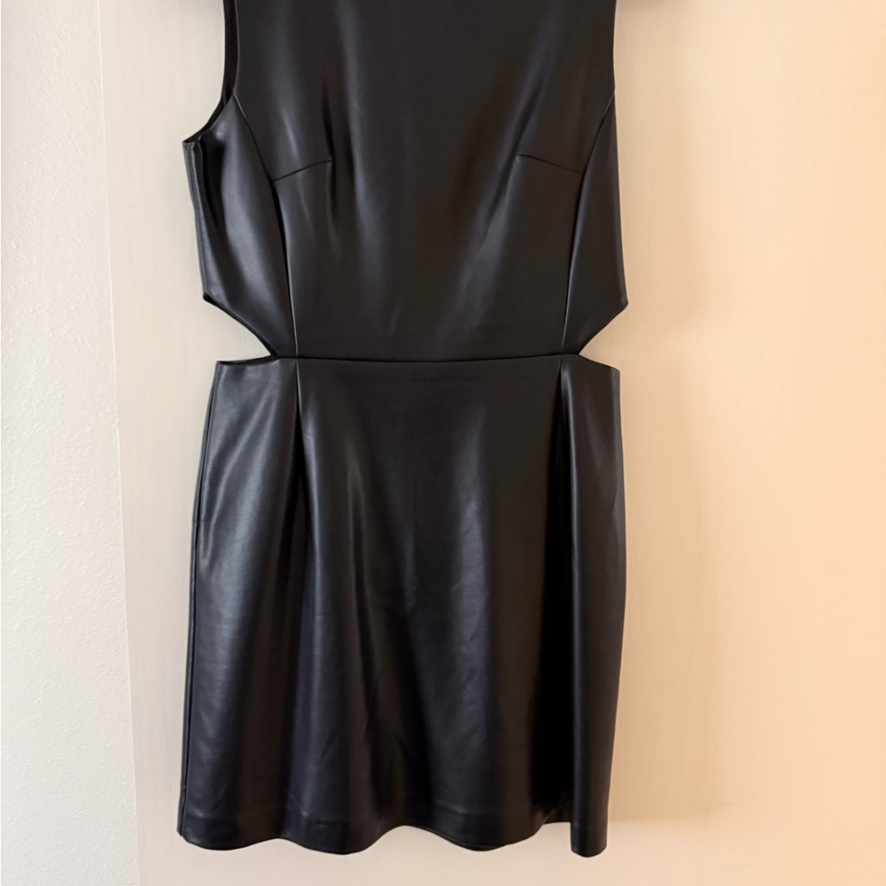 French Connection Black Faux Leather Mini Dress